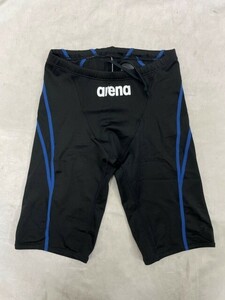 r1_9282n ★定形外 配送★ 美品 arenaアリーナ 男子 FINA承認 競泳水着 レース用 ハーフスパッツ ARN-1022M ブラック×ブルー サイズL