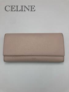 CELINE ラージフラップ　マルチファンクション　レザー　長財布　ベージュ