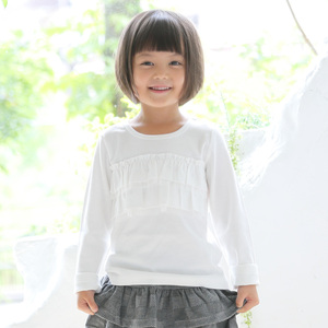 ☆ ミルキーホワイト ☆ 95cm ☆ 【Aenak】フォーマル2段フリルTシャツ 子供服 フォーマル 女の子 トップス Tシャツ 白 フリル ロンT 長袖