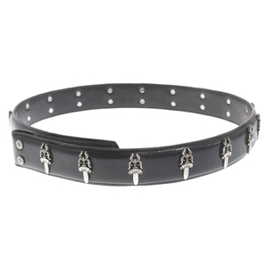 CHROME HEARTS クロムハーツ STRAP No5 DGGR/#5ダガーローデット レザーベルト ブラック/シルバー 34