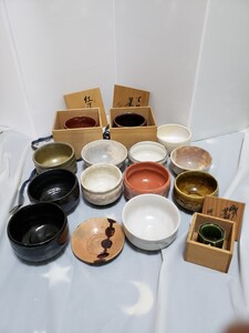 抹茶碗 茶碗 茶器 陶器 茶道具 茶道 煎茶器？ その他 まとめて セット 樂 楽 黒 赤 レトロ アンティーク 当時 食器 長期保管