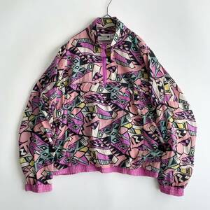 80s 90s ユーロ古着 size/M (hd) VINTAGE JACKET ヴィンテージ ジャケット ブルゾン アノラック マルチカラー ピンク 総柄 ネオン マルチ