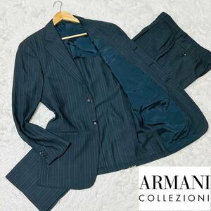 上質シルク◆アルマーニコレッツォーニ 48(L~XL)『圧巻の高級感』ARMANI COLLEZIONI スーツ セットアップ テーラードジャケット春夏 通気性