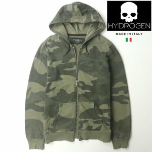 美品 国内正規品 HYDROGEN ハイドロゲン スウェット ダブルジップ パーカ セットアップ 迷彩 カモフラ L(JP:XL程度) 【参考価格￥90,560-】