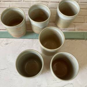 湯飲み茶わん　6客　手作り　萩焼　名印なし　