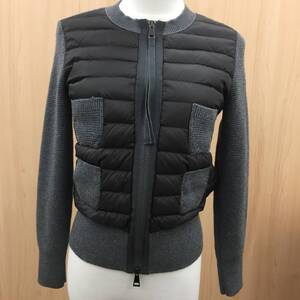 【美品】MONCLER モンクレール ダウン ニット カーディガン グレー・黒 １/XS