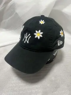 【レア】ニューエラ　new era キャップ　ブラック　フラワー柄　フリーサイズ