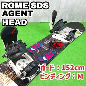 メンズ 初心者向け　ローム SDS エージェント152cm　ヘッドM スノーボードセット ROME HEAD　Y24121103