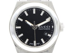 【 グッチ GUCCI 】 腕時計 115.5 パンテオン YA115502 SS クォーツ 黒文字盤 デイト レディース 箱 新着 76085-6