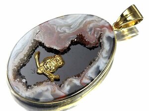 OL11822S【1円～】新品【RK宝石】《Agate》極上アゲート 極上オニキス K18 高級ペンダントヘッド ネックレス 瑪瑙 メノウ フクロウ owl