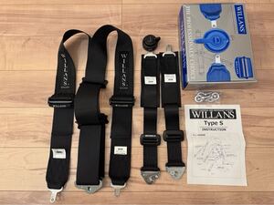 WILLANS ウィランズ 4点式 アルミアジャスター レーシングハーネス タイプS2 4X4 左座席用 ブラック （肩３/腰２インチ) WS3042 (旧WS3022)