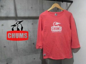 CHUMSチャムス 3/4 Booby Face Raglan Topブーディーフェイス ロゴプリント 七分袖 スウェットシャツS/トレーナー/ピンク/メンズ/CH00-1007