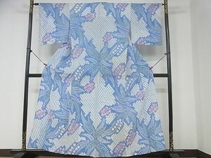 平和屋2■夏物　浴衣　有松鳴海絞り　伝統工芸品　草花文　綿　逸品　DAAD7677ud