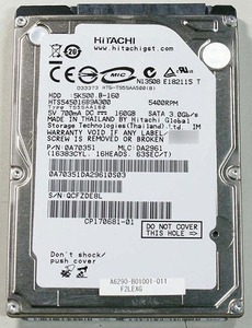 HITACHI HTS545016B9A300 [160GB 2.5インチ 9.5mm SATA HDD 2010年製 使用時間 1408H (Cristal DiscInfo 正常) (管:KH419 