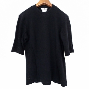 #spc イッセイミヤケ ISSEYMIYAKE カットソー M 黒 半袖 リブ メッシュ レディース [851079]