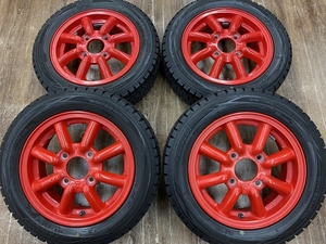 ブラックレーシング PCD114.3 4.5J ワゴンR エブリィ 51 セルボ アクティ 155/65R13 ダンロップ ウィンターマックス01 2019 ワタナベ 旧車