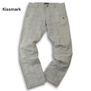 kissmark キスマーク 秋冬 グレンチェック★ ストレッチ スラックス パンツ Sz.XO メンズ グレー 大きいサイズ ゴルフ　A4B05836_C#Q