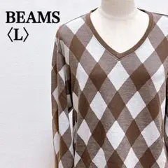 BEAMS Vネック セーター ブラウン Lサイズ