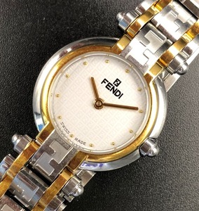 ◆時計◆『WH-4513』★FENDI(フェンディ)★760L★ラウンド ロゴコンビブレス★稼働品(電池交換済)★