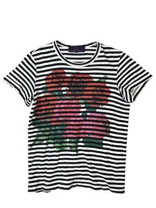 (D) tricot COMME des GARCONS トリコ コムデギャルソン ボーダー フラワー 半袖Tシャツ S 花 送料250円