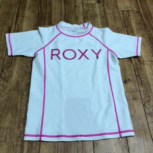 ★ROXY ラッシュガード キッズ 半袖 ホワイト＆ピンクTLY171063 水着 洗濯済み 140サイズ