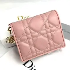 LADY DIOR ロータスウォレット 二つ折り財布 ピンク