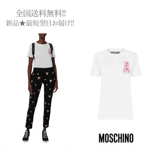 J009.. (38) MOSCHINO モスキーノ Tシャツ カットソー ケーキ ベア イタリア製 レディース 女 新品 ★ ホワイト