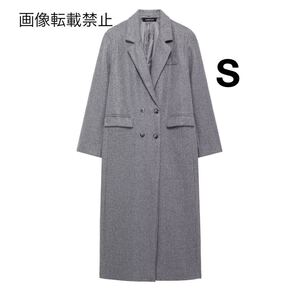 gray vintage ヴィンテージ レトロ ダブル ロングコート チェスターコート アウター Sサイズ レディース★ZARA 好きな方に★秋新作 新品★