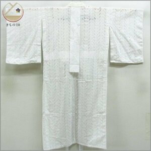 ★着物10★ 1円 木綿 長襦袢 女児用 レース 夏物 単衣 身丈117cm 裄57.5cm [同梱可] ☆