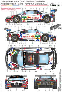 24074 1/24サイズ LB PRODUCTION 製シルクスクリーンデカール Audi R8 LMS Evo2 フェルスタッペン.comレーシング 2022