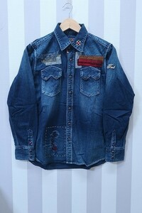 2-5823/TMT 15AW デニムクラッシュシャツ TMT L/SL 1本針 CRUSH DENIM SHIRT(HQ) ●