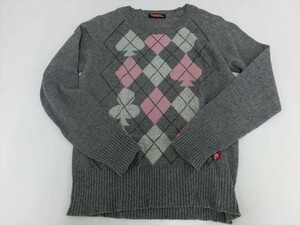 K【16-28】【60サイズ】▲Hysteric Glamour ニット/トップス/トランプ柄/フリーサイズ/グレー/ヒステリック・グラマー