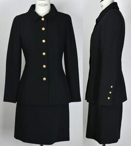 96A CHANEL BLACK WOOL JACKET SKIRT SUIT size 36 シャネル ココマーク 金ボタン ブラック ウール ジャケット スカート スーツ b8499