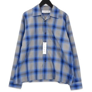 未使用 BAL バル 長袖チェックシャツ BAL-2093 PLAID FLANNEL SHIRT フランネルシャツ オープンカラー ブルー 1 タグ付き 71010597