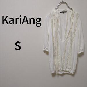 【Kari Ang】カリアング(S)Vネックレースチュニック＊フェミニン＊伸縮性