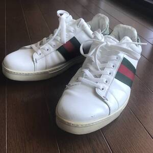 GUCCI　27.5　イタリア製　グッチ　シェリーライン　レザースニーカー　ローカット