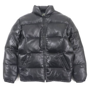 美品▼schott ショット 214D LEATHER DOWN JACKET レザー ジップアップ ダウンジャケット ブラック 36 USA製 メンズ