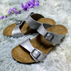 美品【BIRKENSTOCK】ドロシー☆パピリオ☆22.5☆ウェッジサンダル☆ビルケンシュトック☆レディース靴☆シルバー×ベージュ