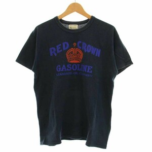 ジョーマッコイ JOE McCOY BALL PARK KNIT WEAR Tシャツ 半袖 RED CROWN プリント 42 XS 紺 ネイビー /KQ メンズ