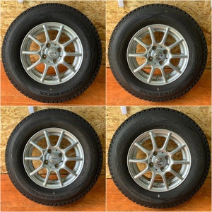 低走行品！ スタッドレスタイヤセット 165R13 6PR LT 13インチ 5J +35 4H100 4穴100 ダンロップ WM SV01 トヨタ プロボックス サクシード 