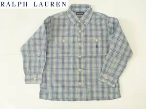 美品 RALPH LAUREN ラルフローレン★青　ブルーチェック柄　長袖　シャツ　120