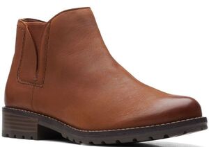 送料無料 Clarks 27cm チェルシー ブーツ ダークタン ブラウン チャンキー ソール サイドゴア スニーカー レザー パンプス ヒール AAA105