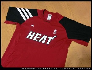 ■12年製 adidas HEAT NBA アディダス マイアミヒート Tシャツ サイズL 中古