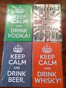 金属製ポスターKEEP CALM AND DRINK ...セット★