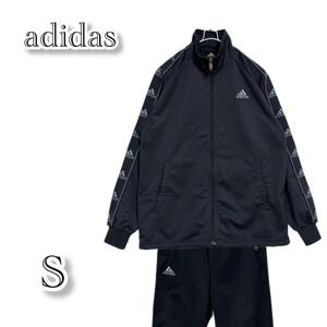 adidas アディダス　ジャージセット　上下　S 黒　ロゴ　スポーツ　防寒　3260 740