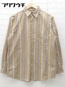 ◇ BEAMS HEART ビームス ハート ストライプ 長袖 シャツ Sサイズ ベージュ メンズ