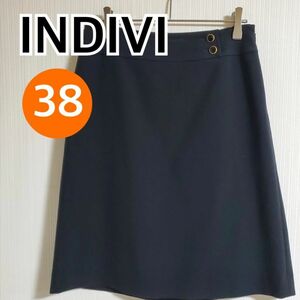INDIVI インディヴィ プリーツスカート ひざ丈スカート スカート ブラック系 レディース 日本製 サイズ38【CB2】