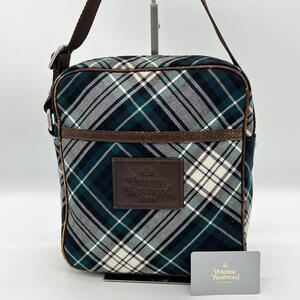 【良品】VivienneWestwood ヴィヴィアンウエストウッド ポシェット サコッシュ ショルダーバッグ チェック レディース グリーン EE001011