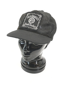 雑貨 古着 USA製 JACK DANIELS 企業 ロゴ 刺しゅう オール メッシュ キャップ 黒 帽子 古着