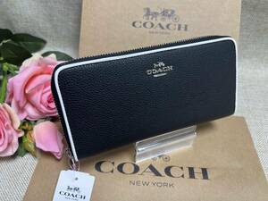 コーチ COACH 長財布 財布 ロング ウォレット ラウンドファスナー バイカラー 黒 白 プレゼント 財布 レディース F12585 A167 